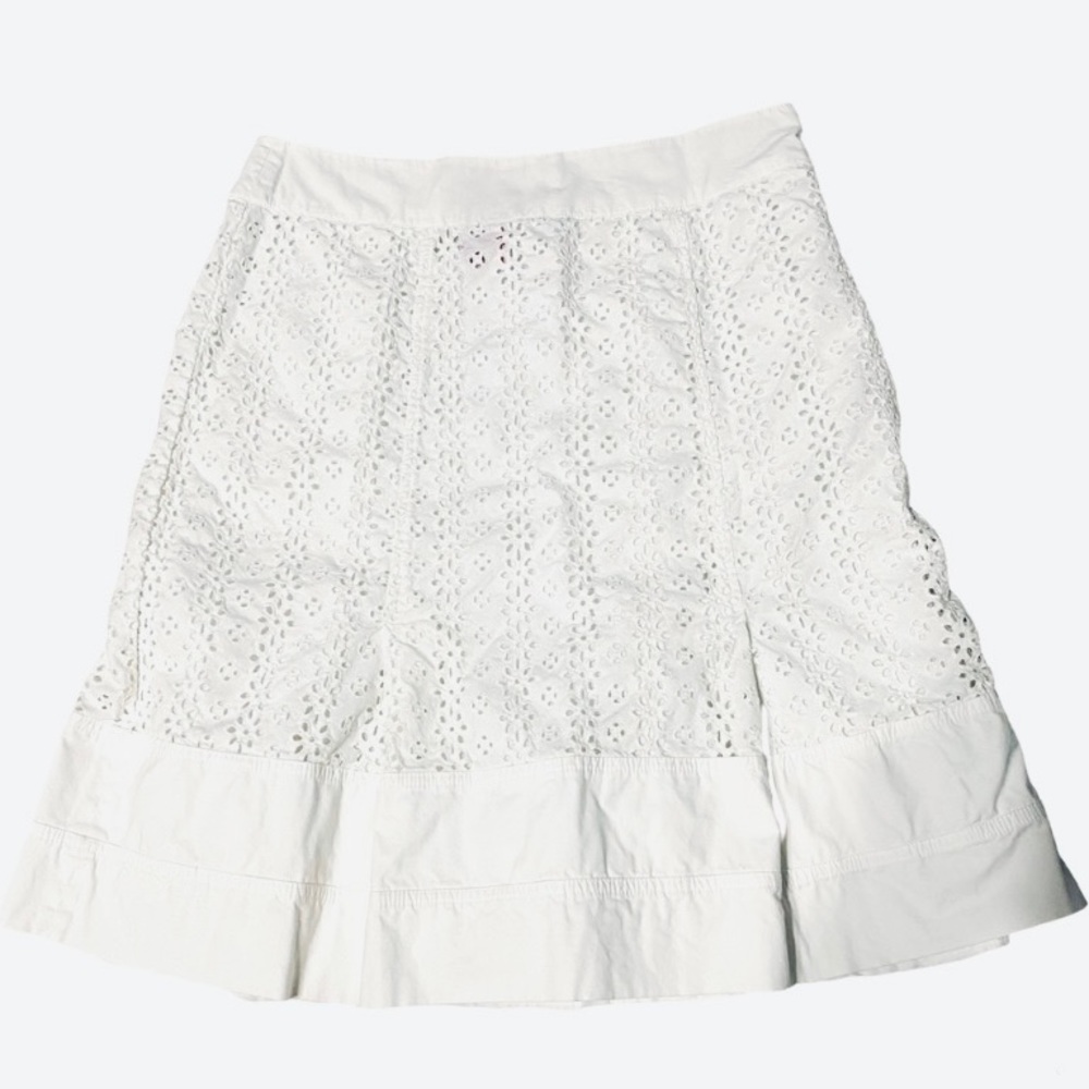 Oscar de la Renta White Eyelet Skirt